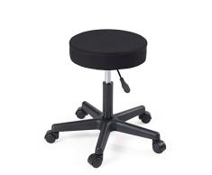 KAYELLES Tabouret Bureau à roulettes YÉ - pivotant 360° réglable en Hauteur (Tissu Noir)