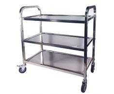 TAIMIKO Chariot de Service INOX 3 Etagères de Rangement 95 * 50 * 95cm avec roulettes 4 Tailles au Choix