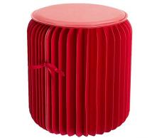 HKDJ-Tabouret Pliant en Carton Capacité De Charge 300 Kg Structure Hexagonale en Nid dabeille pour Le Salon, Chambre À Coucher,Rouge