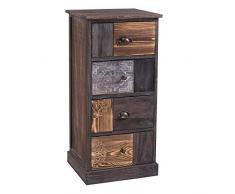 IDIMEX Chiffonnier Mara avec 4 tiroirs, Commode en Bois de Paulownia Style Vintage Ethnique bohême avec gravures