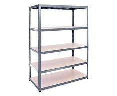 Rhino Racking 0057 Étagère de Rangement Autonome Industrielle Charge Lourde à 5 Niveaux, Garantie de 5 ans, 180 X 120 X 60 cm