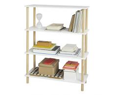 SoBuy® STR03-WN Étagère de rangement Bibliothèque Étagère avec 4 tablettes Étagère de cuisine Étagère polyvalente - L80cmxP30cmxH106cm