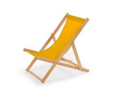 IMPWOOD Chaise longue de jardin en bois, fauteuil de relaxation, chaise de plage jaune