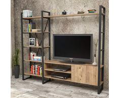 Yurupa Meuble TV Meuble de Rangement étagère à Livres bibliothèque Style Industriel Vintage ML21-A