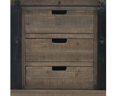 chemin_de_campagne Enfilade Bahut Buffet à roulettes Bois Fer Industriel 160 cm