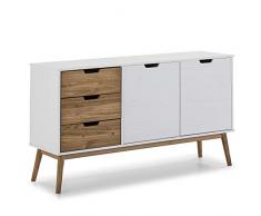 Buffet commode Java 3 tiroir y 2 porte Blanc