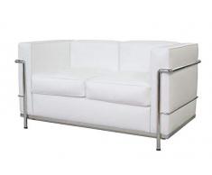 Cognac Canapé 2 places en acier inoxydable et cuir italien Noir/marron/blanc