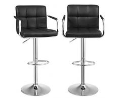 Songmics Lot de 2 Tabourets de bar haut Chaise de bar PU chrome hauteur réglable grande base Φ 41 cm LJB93B