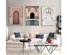 Henypt Marocain Porte Paysage Nordique Religion Mur Affiche Toile Art Peinture Casablanca Palais Mur Salon décoration de la maison-60 * 80 * 3 Pas de Cadre