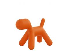 MagisMeToo Tabouret avec Surface Mate en polyéthylène Forme de Chien pour Enfant, Orange, Taille M