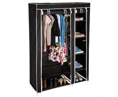 TecTake Armoire de Rangement penderie Dressing en Tissu avec 5 étagères + Tringle | 107 x 175 x 45 cm - diverses Couleurs au Choix - (Noir | no. 402530)