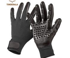 TINDERALA Animal de Compagnie Brosse 1 Paire de Gants Deshedding Douce - Amélioré Cinq Doigt Enfilade Design - pour Chats, Chiens & Chevaux - Pack 2 (Main Gauche & Droite)