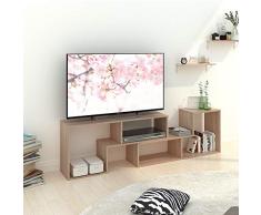 DEVAISE Meuble TV Bibliothèque en Bois de Salon Combinaisons Multiples 110cm L x 29cm l x 51cm H 2 pièces (dépaisseur de 15mm) Chêne