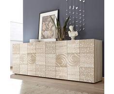 M-012 Grand Buffet 240 cm chêne Clair Contemporain ELMA 3, 4 Portes