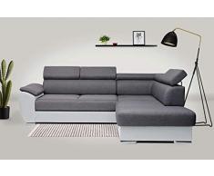 Bestmobilier - Barcelone - Canapé dangle Convertible - avec tétières - en Simili et Tissu - Droit
