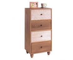 IDIMEX Commode Tilda Meuble de Rangement chiffonnier avec 4 tiroirs, en Bois de Paulownia Brun Style Vintage Ethnique Exotique avec gravures