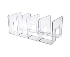 Serre-livres en acrylique transparent multi-couches avec séparateurs de livres, minimalisme, antidérapant, étagère pour magazines, documents, musique, CD, rangement de bureau 02