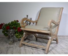 Antyki24 Relaxdays Fauteuil en Bois de Teck Massif Style Colonial 92 x 76 x 60 cm
