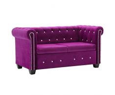 vidaXL Canapé à 2 Places Revêtement en Velours Violet Sofa de Salle de Séjour