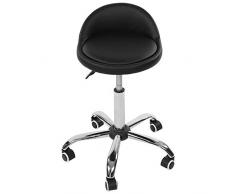 Tabouret de Travail à Roulettes Réglable Pivotant Chaise pour Salon Message Coiffure Tabouret de Travail Mobile avec Dossier Tabouret Réglable à Roulettes Tabouret de Selle Réglable en Hauteur Noir