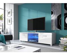 Comfort Home Innovation– Meuble Bas TV LED, Salon-Séjour, Blanc Mate et Blanc Laqué, Dimensions: 150 x 40 x 42 cm de Profondeur.