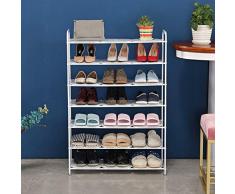 Étagère À Chaussures À 7 Niveaux, Meuble De Rangement Polyvalent, Cadre en Fer, Peu Encombrant, pour Entrée, Salon, Chambre, 75X25x110cm(Blanc)