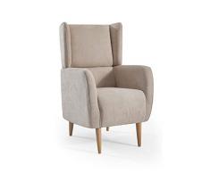 HOGAR TAPIZADO Fauteuil à Oreilles Gen capitonné en Tissu Anti-Taches Couleur Beige
