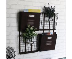 American Industrial vent fer porte-revues étagère murale comme Bookshelf stockage panier étagères présentoir Metal Iron Magazine Rack Porte-journaux mural ( Color : Black 54*51cm )