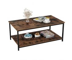 Homfa Table Basse Vintage Table d’Appoint Table de Salon avec 2 Étagère 108×52×45cm en Bois