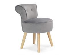 IDMarket - Fauteuil Crapaud en Velours Gris
