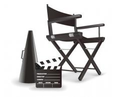 Fauteuil de metteur en scène et maquillage pliable en bois Noir