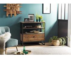 MACABANE Etagère 1 tiroir Teck recyclé Acacia Mahogany et métal, 92 x 43 x 93
