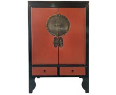 OPIUM OUTLET Armoire de Mariage Chinoise Style Vintage Shabby Chic en Bois Massif 2 Portes 2 tiroirs