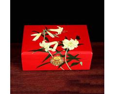 HAIHF Boîte à Bijoux, Meubles et Cadeaux Chinois, Boîte à Bijoux Décorative en Bois Avec Bibelots Décoratifs en Laque Noire Armoire à Bijoux/Boîte à Bijoux Avec Motif de Fleurs, Mobilier Oriental
