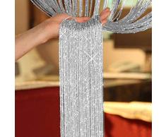 LAPOPNUT Rideau Salon Rideaux Occultant Voilage Rideau Glitter Ligne Rideau Moderne Fils Teints Rideaux Séparation de Pièce Décoration Chambre Maison Porte Hôtel Café(100 X 200cm,Gris)