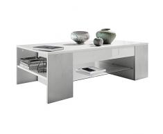 Vladon Table de Salon Table Basse Clip en Blanc avec des Bordures en Aspect Béton Oxyde