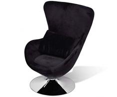 vidaXL Fauteuil en Forme d’Œuf Noir Chaise Oeuf Meuble Mobilier Salon Maison