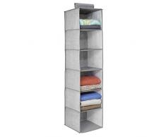 mDesign étagère suspendue – rangement suspendu – meuble suspendu en tissu – polyvalent – 6 compartiments – en polypropylène – gris