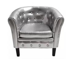 mewmewcat Fauteuil Cabriolet Cuir synthétique Argenté 69,5 x 62 x 71 cm (l x P x H)