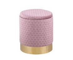 Salbay Pouf moderne en velours 34 cm de haut avec bordure en métal doré Base en laiton Multifonctionnel Repose-pieds Tabouret ottoman, rose clair, 34*34*41 cm