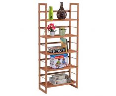 COSTWAY Etagère de Rangement avec 5 Tablettes en Bois de Pin pour Salon Cuisine Chambre Jardin 57x26x140cm