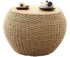 Tables table basse en osier rotin main environnement tatami table de fenêtre tables de balcon rond avec cadre en bois massif,Beige