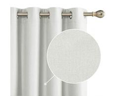 Deconovo Lot de 2 Rideau Thermique Isolant Anti Froid Complet à Oeillets Effet Lin 117x229cm Blanc Rideaux Opaques Salon Rideaux de la Cuisine Moderne