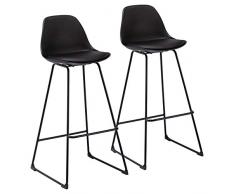 WOLTU Lot de 2 Tabourets de Bar Design en Similicuir et métal,Noir BH158sz-2