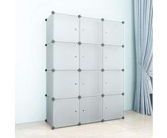 SIMPDIY Cube de Rangement en Plastique Rangement de bibliothèque (12 Cubes 108x36x144cm) Organisateur de Stockage Organisateur de Cube