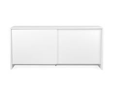TENZO 5932–001 Profil Designer Buffet 2 Portes coulissantes, Blanc, Structure et façade en Panneaux MDF laqués, 80 x 173 x 47 cm (HxLxP)