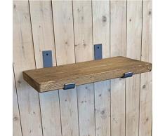 BMF Direct Étagère murale industrielle rustique avec 2 supports en métal et fixations incluses, Sanded Only, 50cm (0.5m) ~ 19.6