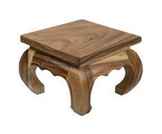 Table basse d'opium, 30x30x23 cm, artisanal, fait de massif bois, naturel