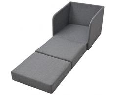 Festnight Fauteuil Convertible de Salon en Tissu Gris Clair