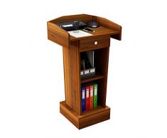 Bois Massif Pupitre Complet, Acajou, Podium du lutrin Debout, Muti-Purpose Poste de Travail avec Étagère de Rangement pour école Compagnie Salle de réunion,A